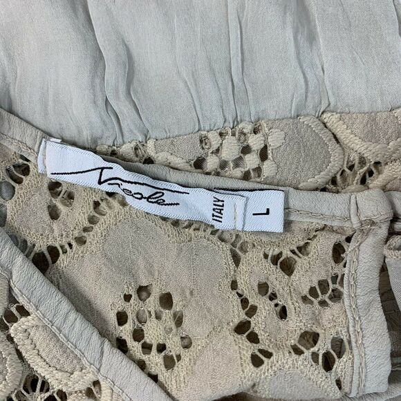 Vieole Womens Silk Blouse Top Size Large Flowy Ruffled Trim Lace Lightweight - Picture 5 of 7